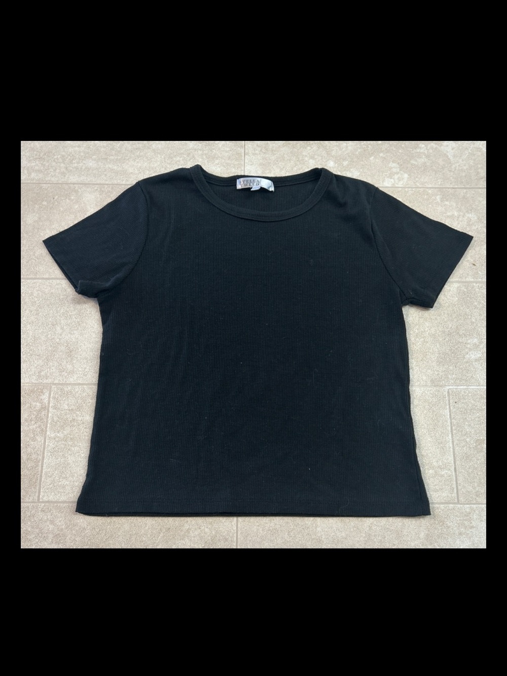 Girls Stella Tweed Black Short Sleeve Ribbed T-Shirt Size 16 RN#123271
 Kids